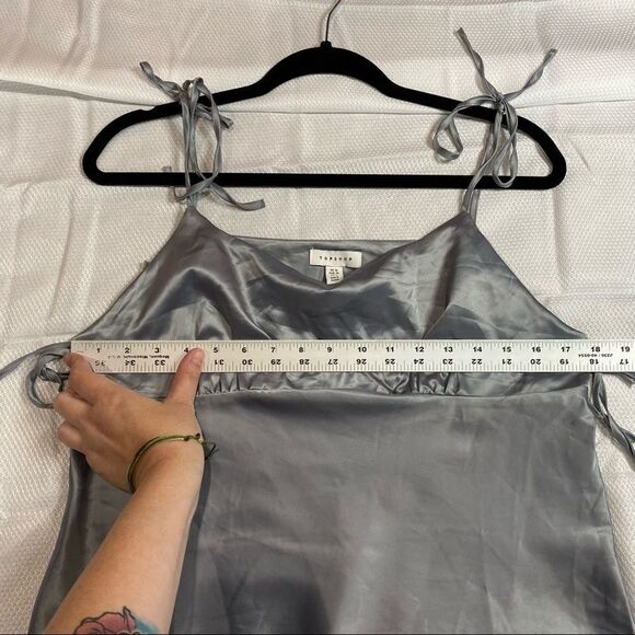 Topshop Silver‎ Shiny Crop Top with ties - Picture 4 of 6